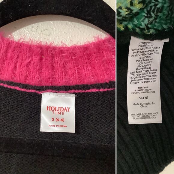 Holiday Time Fa La La Flamingo Kitsch Ugly Colorful Christmas Sweater Cardigan S - Picture 11 of 12